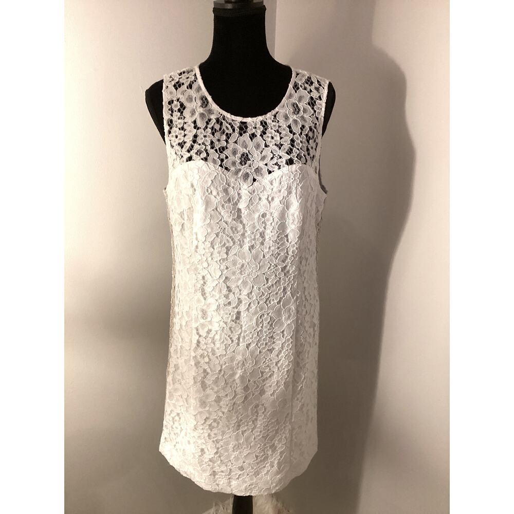 Lilly Pulitzer Mila Lace Shift Dress White Sleeveless Resort Size 14